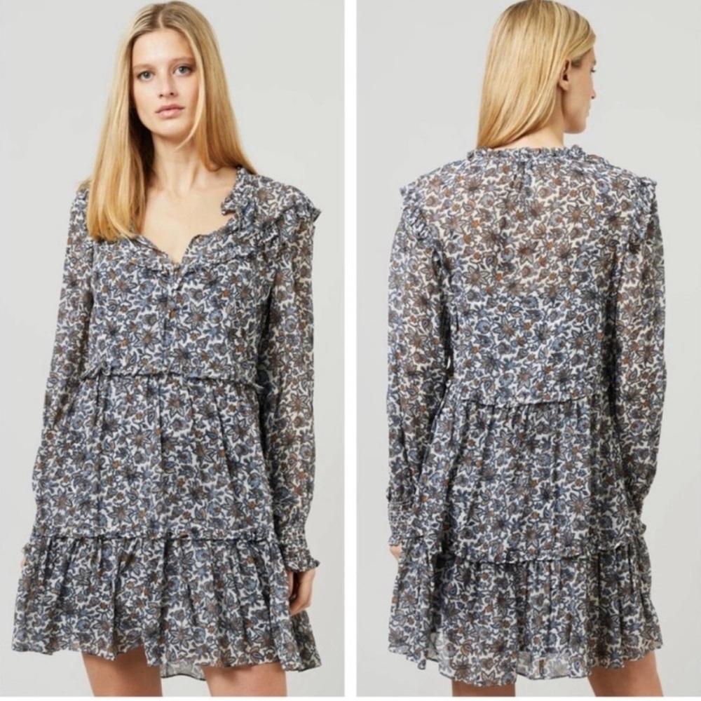 Veronica Beard Savile Dress Floral boho Size 10 Navy - Picture 12 of 12